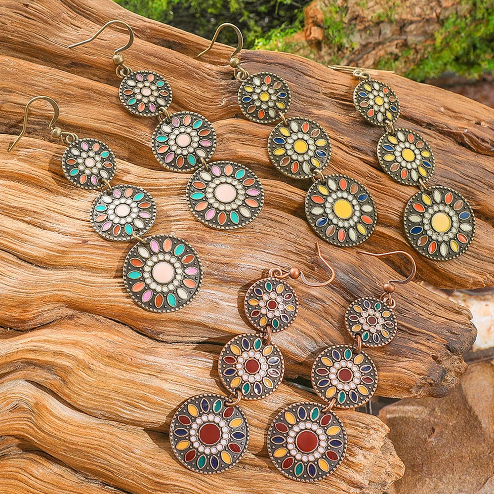 Vintage geometric boho dangle earrings for women by HSF Marketplace