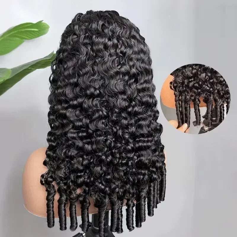 Burmese Curly Human Hair 13x4 13x6 HD Transparent Lace Frontal Wig Natural Color Pre Plucked Baby Hair 40 46 Inches Minimal Shed No Tangle For Women