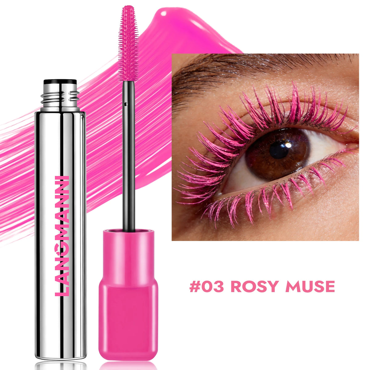 8-color waterproof mascara set for thick, curling, long-lasting eyelashes in green, blue, white, pink, and black