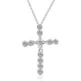 Sterling silver 45cm crystal necklace with wedding charms and cross pendant, elegant jewelry for women and ladies, classic fashion accessory