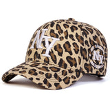 Unisex Letter Embroidery Leopard Print Baseball Caps Spring and Autumn Outdoor Adjustable Casual Hats Hip Hop Hat Sunscreen Hat