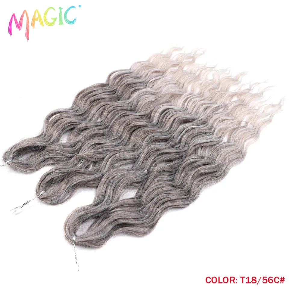 Magic 24Inch 3PCS Loose Wave Synthetic Crochet Hair Bundles Copper Red Heat Resistant Hair Extensions For Women Braiding Styling