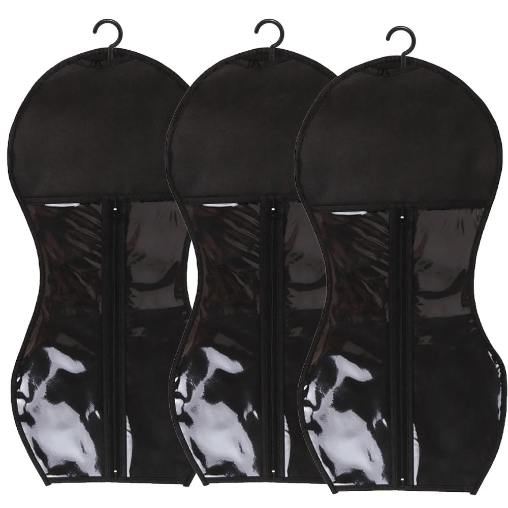 1/3/5pcs Premium Wig Storage Bags with Sturdy Metal Hangers - Black Transparent Design for Multiple Wigs & Hair Extensions
