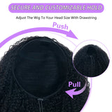 HSF Marketplace 12A curly human hair half wig in natural black with drawstring and headband for quick wear-and-go styling