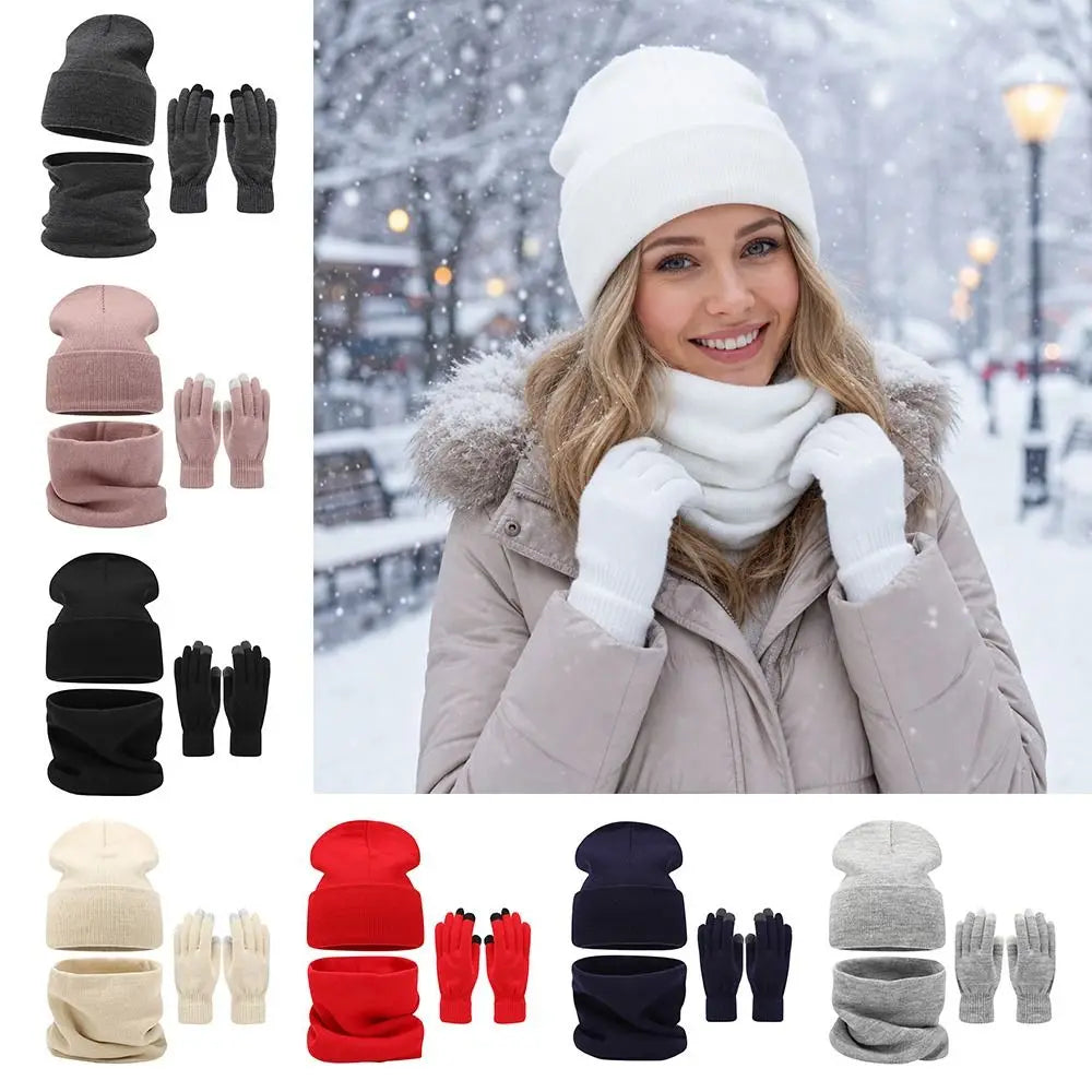 Warm knit beanie, scarf and gloves set for men and women by HSF Marketplace