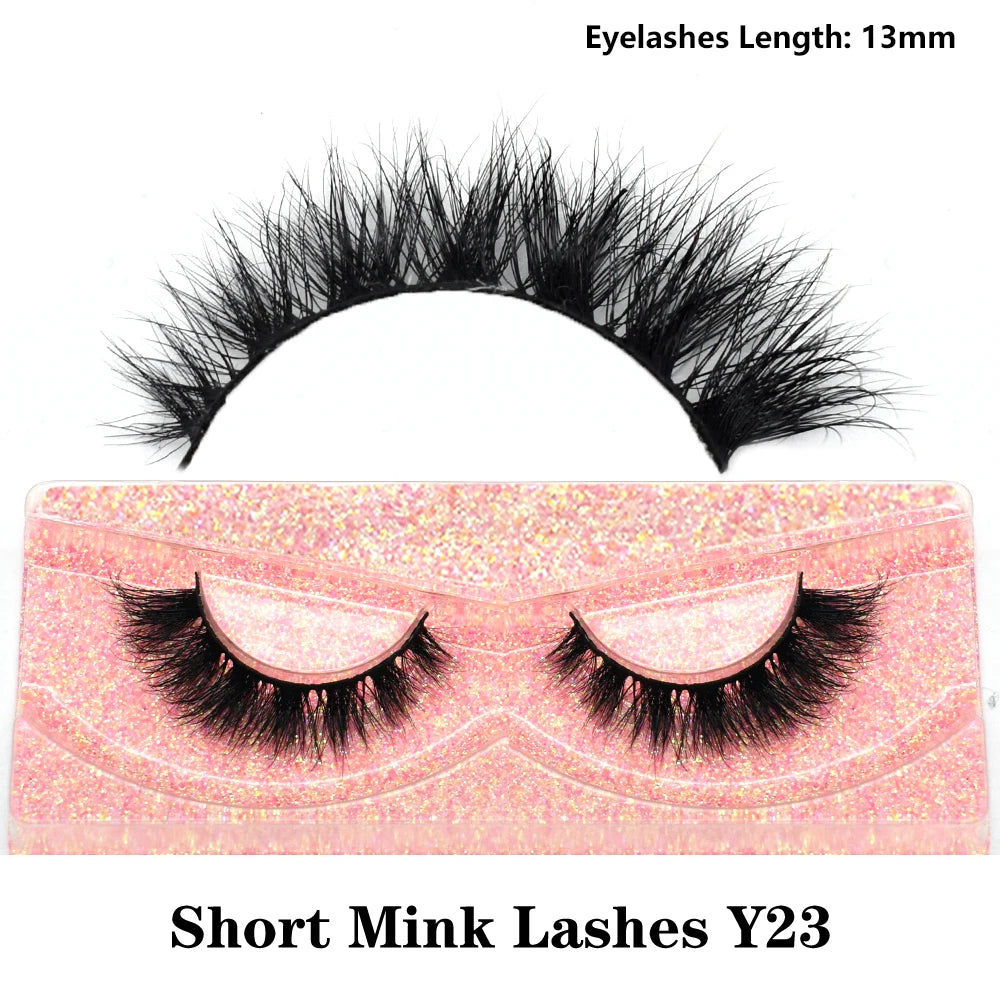 3D real mink false eyelashes by HSF Marketplace, fluffy wispy short clusters in a curved lash strip case