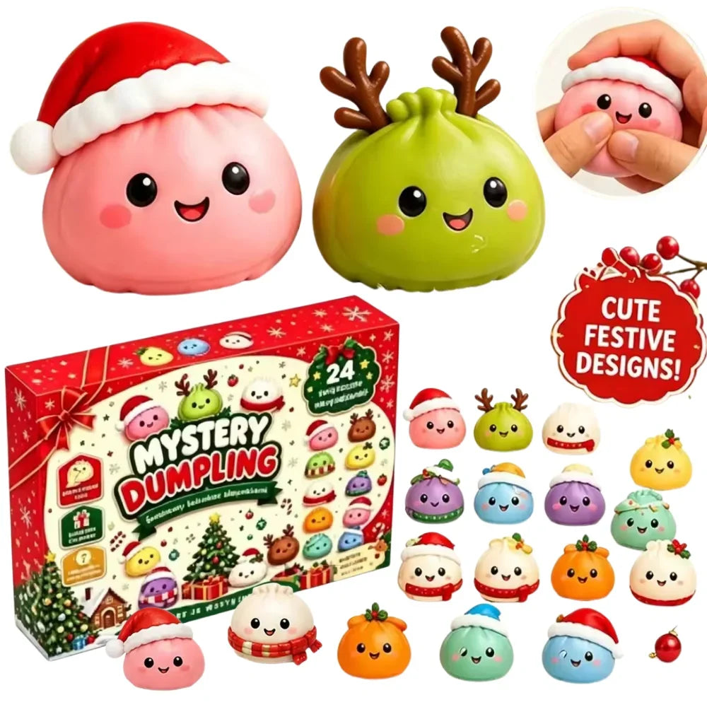 Christmas mystery dumpling squishy advent calendar with 24 cute sensory toy surprises by HSF Marketplace