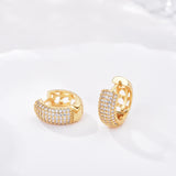 Elegant zirconia round huggie hoop earrings for women by HSF Marketplace, silver-tone close-up