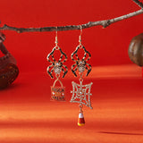 Halloween Pumpkin Dangle Earrings for Women Crystal Zircon Ghost Spider Long Tassel Dripping Oil Earring Party Festival Jewelry
