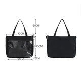 Black Big Ita Bag by HSF Marketplace with clear insert, double straps, kawaii transparent shoulder purse for women and girls.