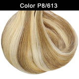 Brazilian straight human hair clip-in extensions, #4/27 highlight, natural color, 16–26 inches
