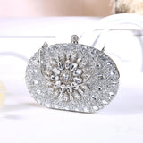 Sparkly women's rhinestone clutch purse from HSF Marketplace, luxury evening bag with elegant design and sparkling embellishments.