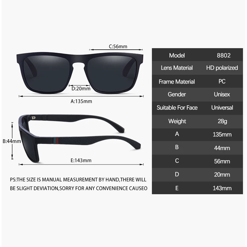 Square vintage polarized sunglasses for men and women by HSF Marketplace, UV400 UV protection, retro driving and fishing eyewear
