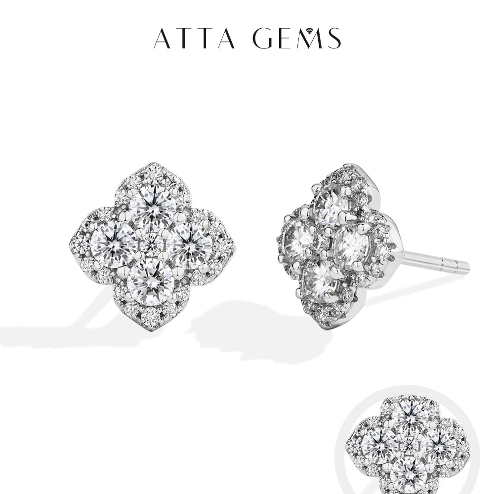 HSF Marketplace full moissanite diamond earrings, D VVS1, in 18k gold-plated S925 sterling silver
