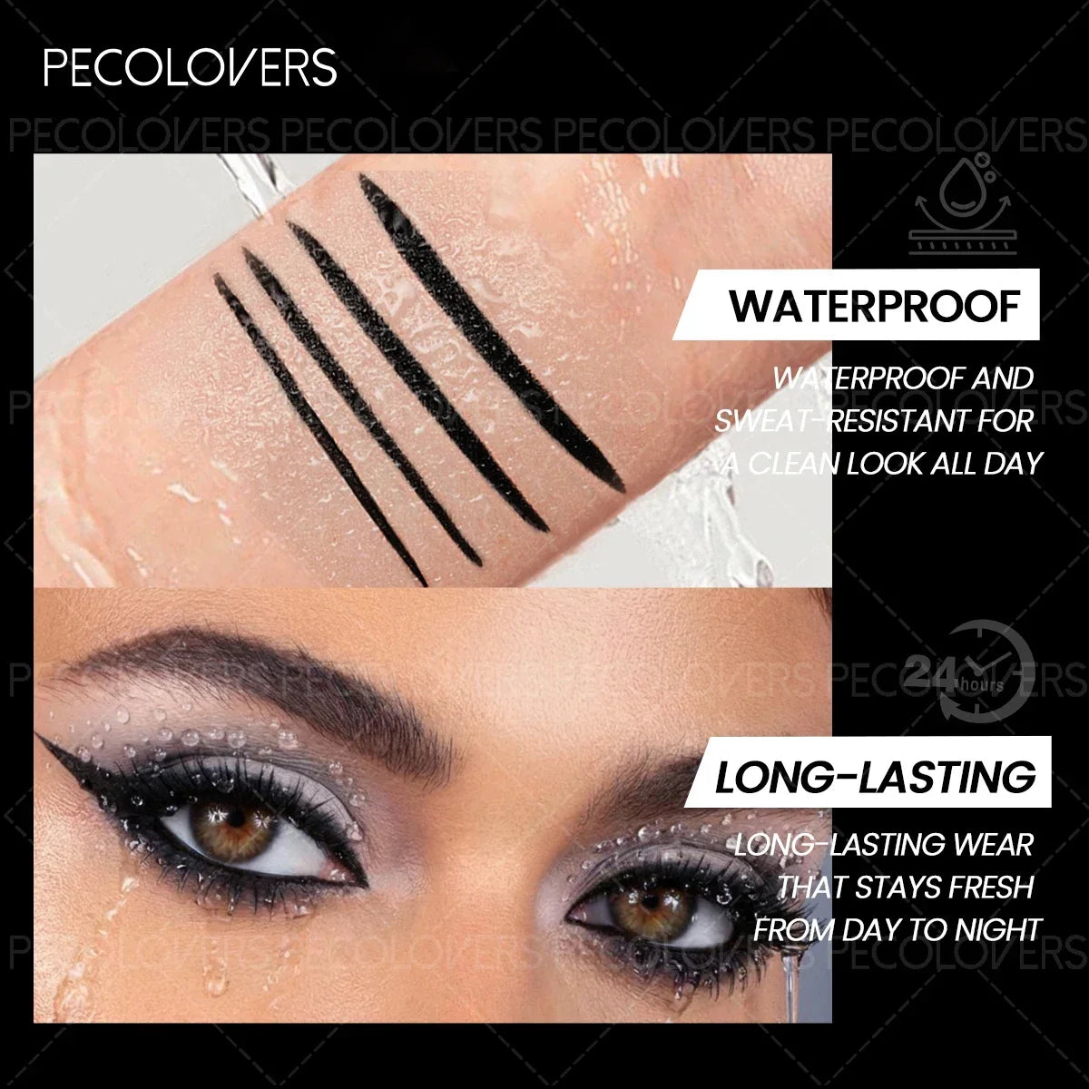 9-piece black gel eyeliner pencil kit with smooth-gliding, waterproof, sweat-resistant makeup liners by HSF Marketplace