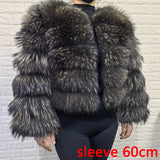 Women's luxury thick real raccoon fur coat in plus sizes, full-length design in a natural brown shade