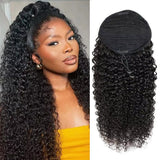 Body wave Brazilian Remy human hair drawstring clip-in ponytail in natural color for women