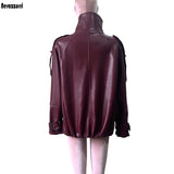 Women's Nerazzurri PU leather trench coat, double-breasted, thick waterproof and windproof design for autumn