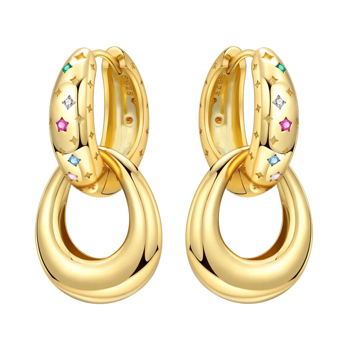 2026 925 sterling silver 18K gold plated cherry blossom butterfly hoop earrings for women