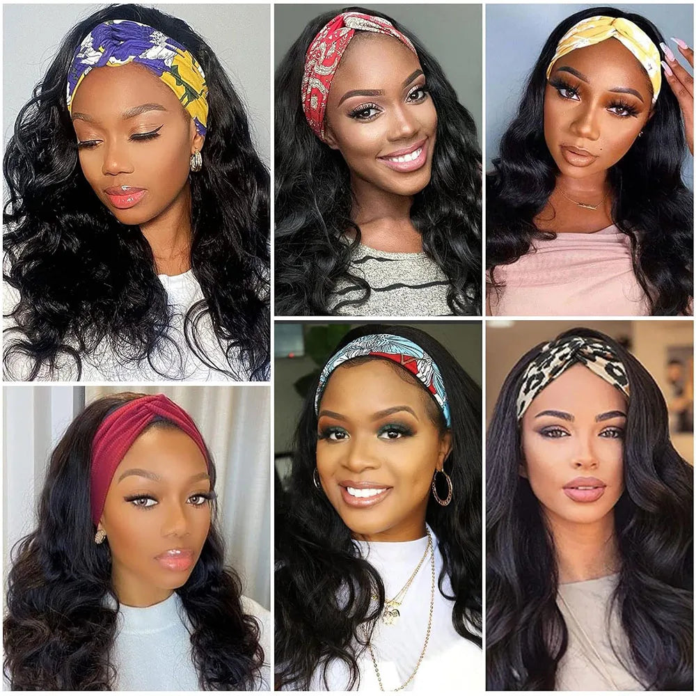 Body wave headband human hair wig, machine-made Remy wig for women by HSF Marketplace