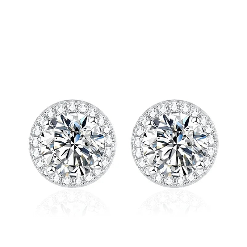 Moissanite stud earrings for women in sterling silver by HSF Marketplace