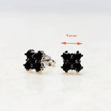 Vintage black flower stud earrings in 925 sterling silver by HSF Marketplace