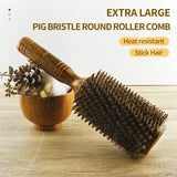 Professional Boar Bristle Round Hair Brush for Women and Men Hair Styling Comb Salon Hairdressing Hairdresser Wood Round Brush