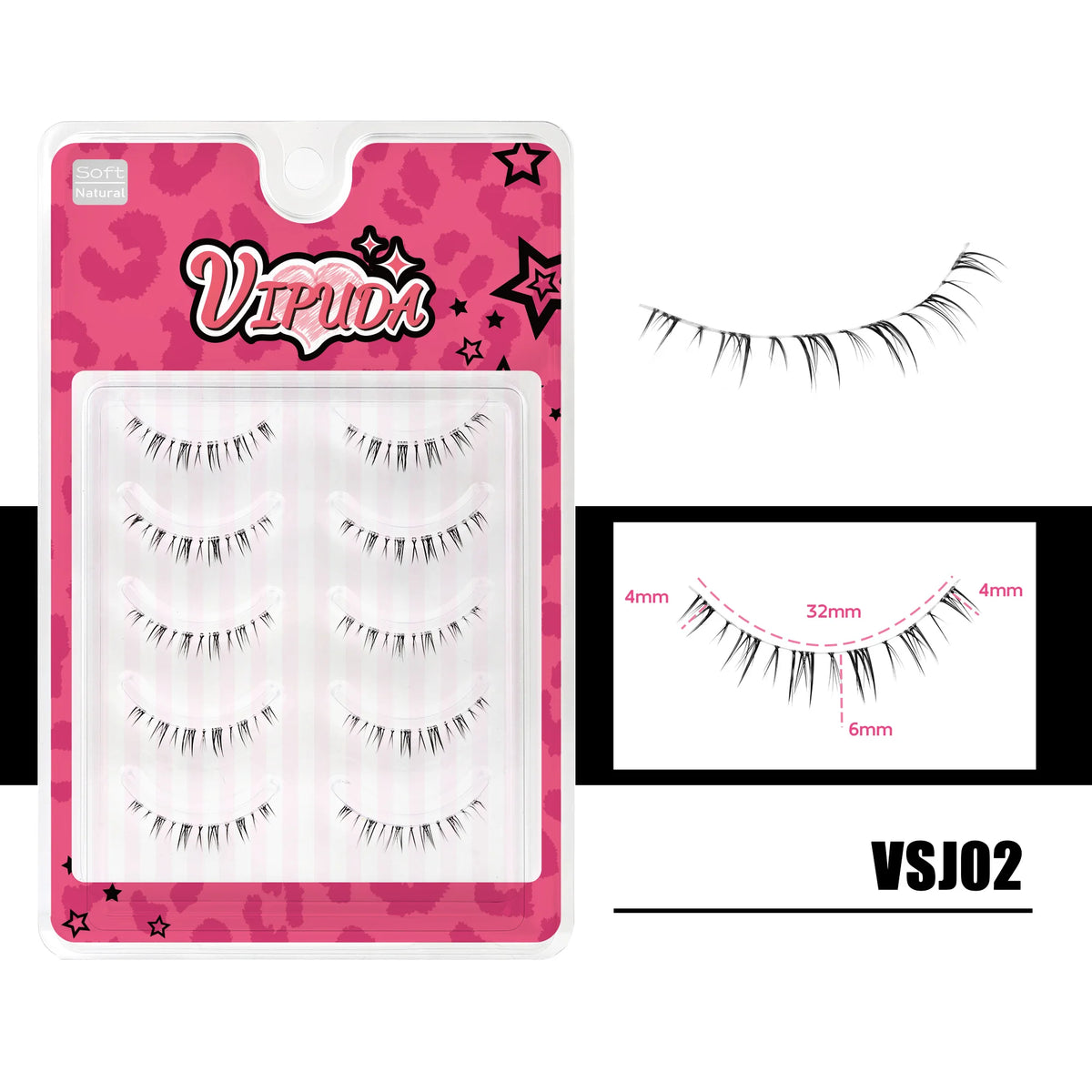 10 pairs of HSF Marketplace false bottom eyelashes with clear bands, wispy small flame design for manga, cosplay, and Korean makeup looks.
