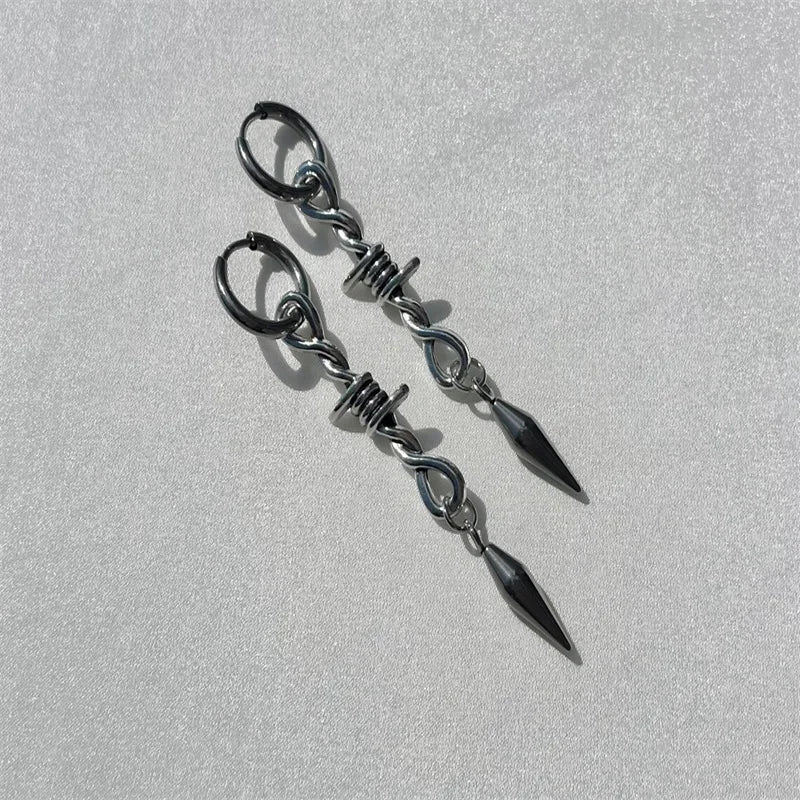 Classic star earrings, hypoallergenic y2k goth grunge jewelry with edgy dangly star charms in a chunky punk style