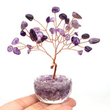 Natural Stone Crystal Money Tree Healing Gemstone Citrine Amethyst Copper Wire Wrapped Yoga Feng Shui Tree Home Decor Lucky Gift