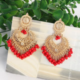 Boho gold heart-shaped flower dangle earrings for women by HSF Marketplace