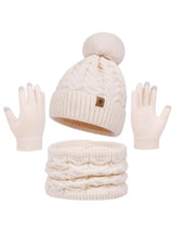Women's warm knitted 3-piece winter set with hat, neck warmer, and gloves by HSF Marketplace