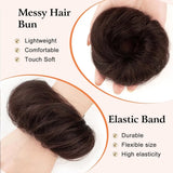 2pcs human hair straight black scrunchies, fluffy messy bun makers for ponytail updos by HSF Marketplace