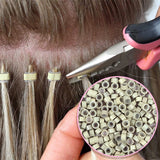 Beige Silicone Tubes Beads Locks Micro Link Ring Tube For Most I-Tip Hair Extension Tips 500Pcs Silicone Lined Micro Ring Beads