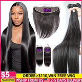Brazilian Human Hair Bundles With Closure Straight Raw 3 4 Bundles With 4x4 5x5 HD Lace Closure Virgin Weave With 13x4 Frontal
