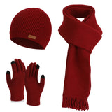 Women's warm woolen hat, scarf and gloves winter set in a coordinated design