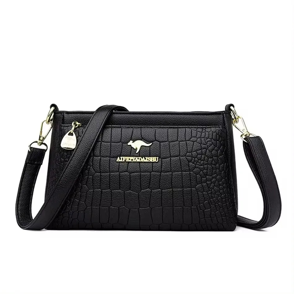 Genuine soft PU leather handbag for women, vintage shoulder tote bag with spacious interior, luxury designer style from HSF Marketplace.