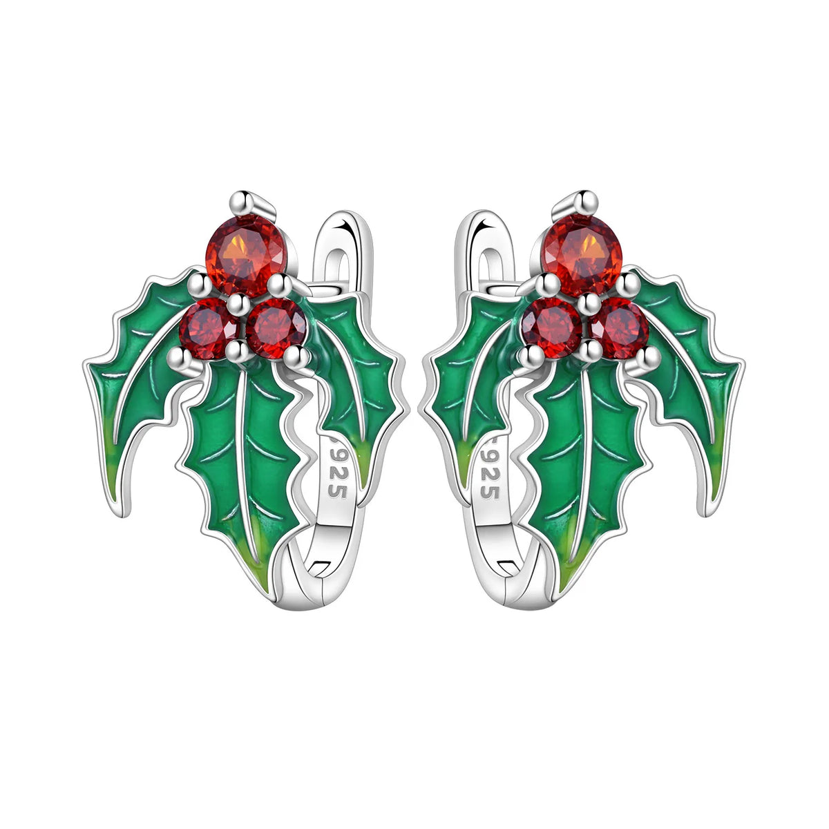 925 sterling silver Christmas dangle earrings for women with festive holiday design