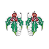 925 sterling silver Christmas dangle earrings for women with festive holiday design