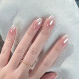 24-piece pink flower almond press-on false nails by HSF Marketplace, kawaii wearable stick-on nail tips