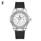 PLAYBOY Woman Elegant Date Quartz Wristwatch Waterproof Luminous Diamond Bezel Watches for Woman Luxury Original Brand Reloj