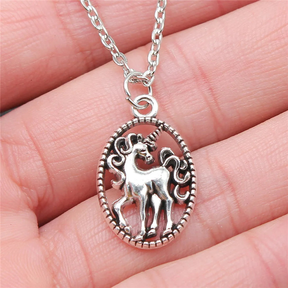 Antique silver unicorn pendant necklace by HSF Marketplace for women