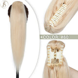 TESS Brazilian human hair claw clip-in ponytail extension, 14-22 inches, natural black to blonde shades