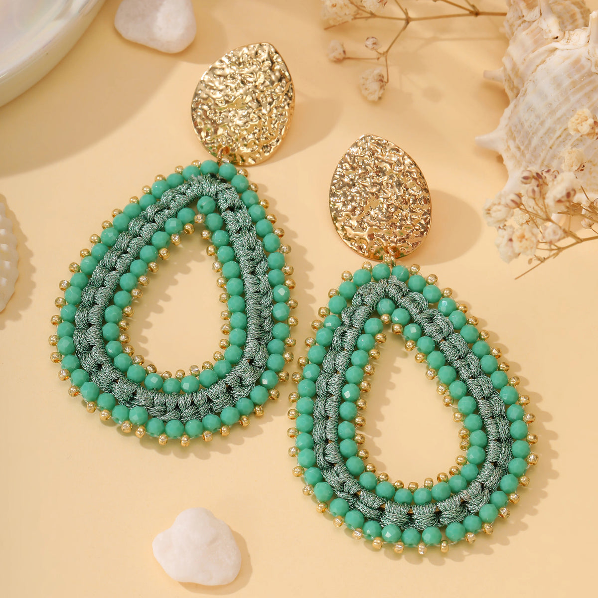 Colorful handmade water drop shape earrings for women by HSF Marketplace