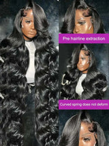 Raw Indian Body Wave 250% Density 40 42 inch 13x6 HD Lace Front Human Hair Wigs 13x4 Frontal Wigs Women Glueless Closure Wigs