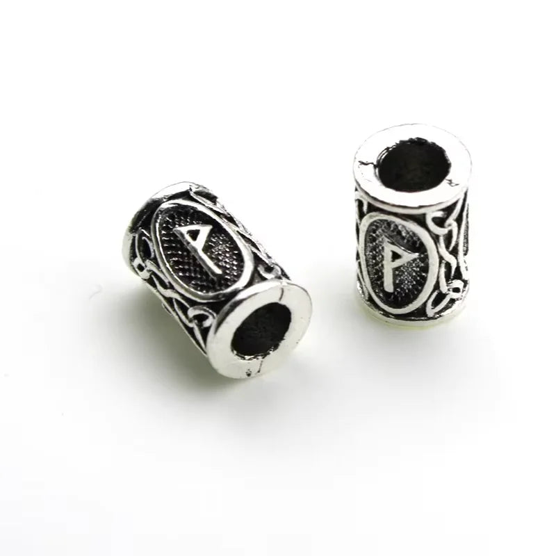 10Pcs/Lot Viking Rune Beads Alloy Tube Spacer Beads Hair Braid Beard Dreadlock Beads Knife Beads Pendant for DIY Jewelry Making