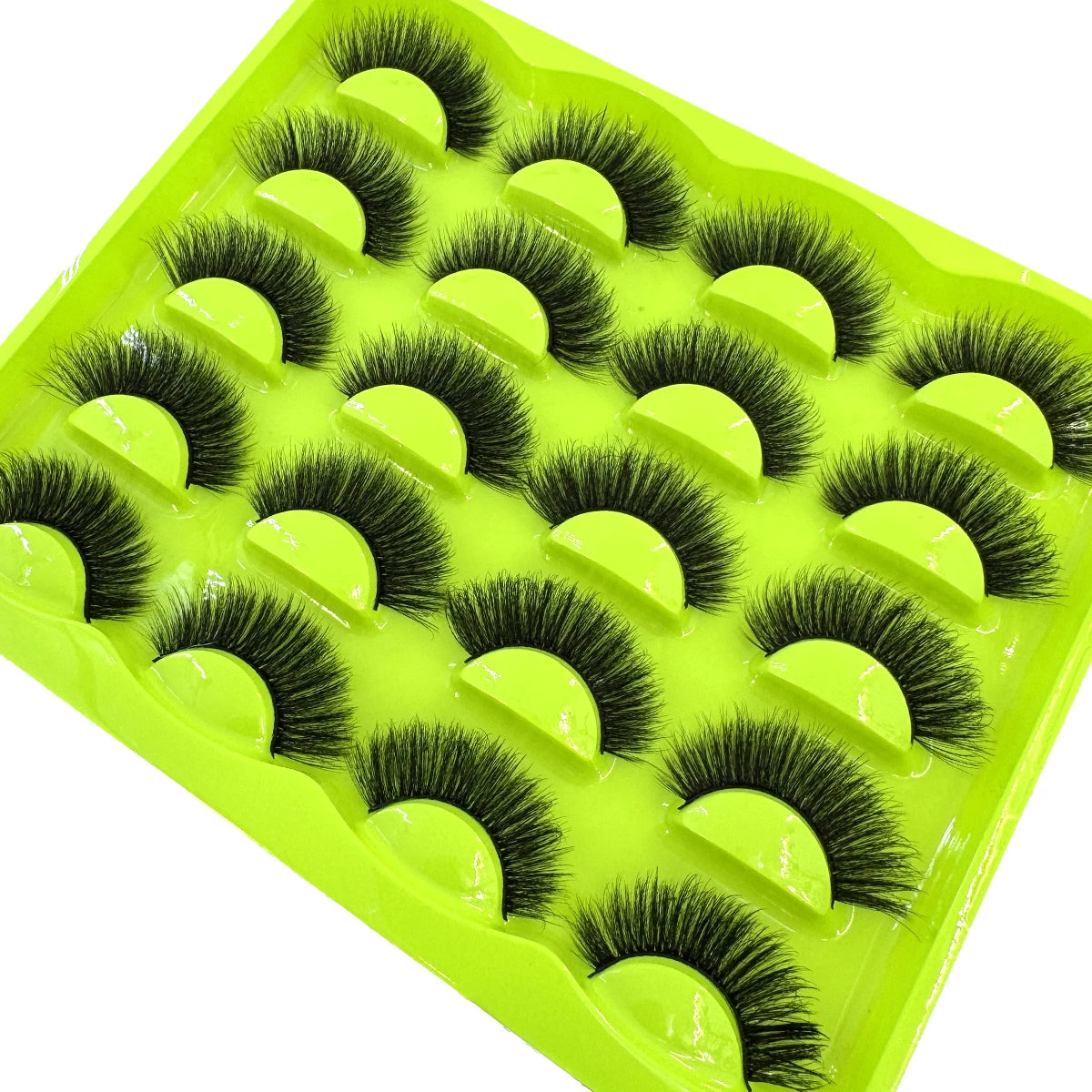 10 pairs of HSF Marketplace 3D faux mink wispy false eyelashes with thick, dramatic 25mm long strip for voluminous cat eye makeup.