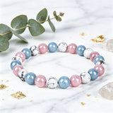 Natural Stone Beads Aquamarine Bracelet Round Agates Jaspers Turquoise Beaded Bracelets for Women Elastic Rope Handmade Jewelry