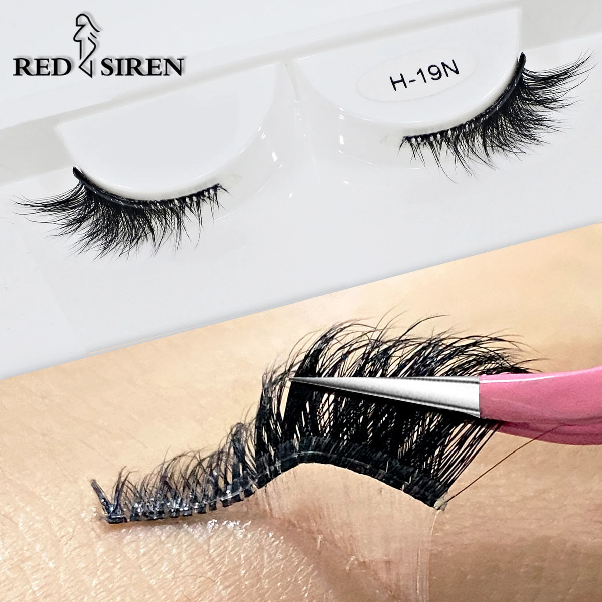 Self-adhesive pre-glued half false eyelashes with soft clear band and cat-eye style, reusable wide glue strip lashes