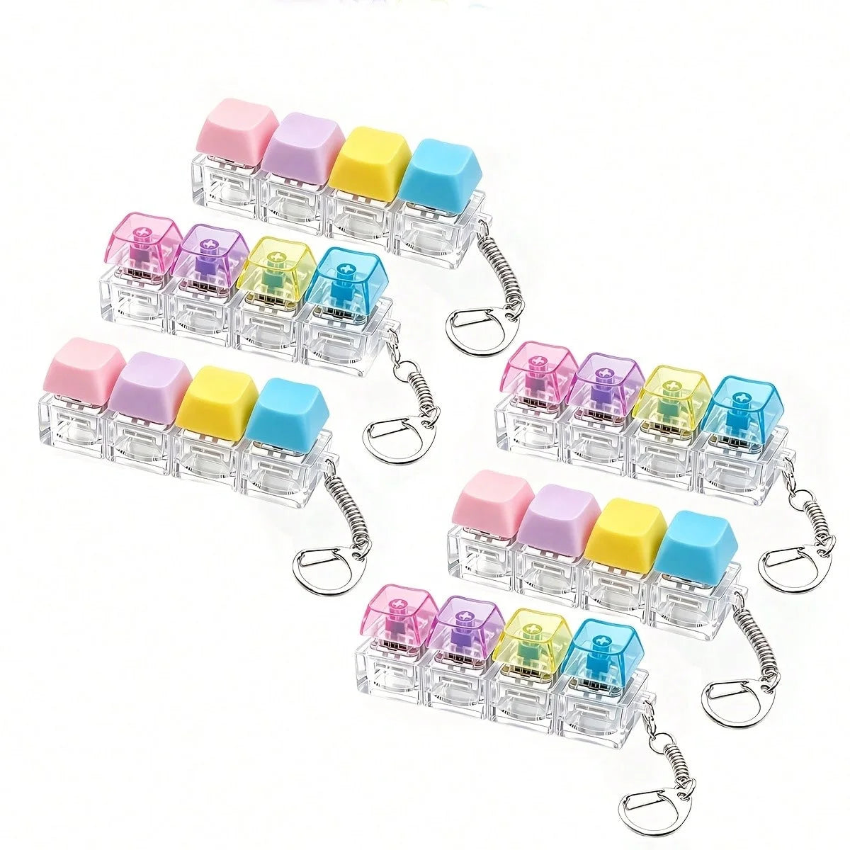 HSF Marketplace crystal clicker keychain fidget toy in a value pack, sensory toy for stress relief, suitable for adults and kids